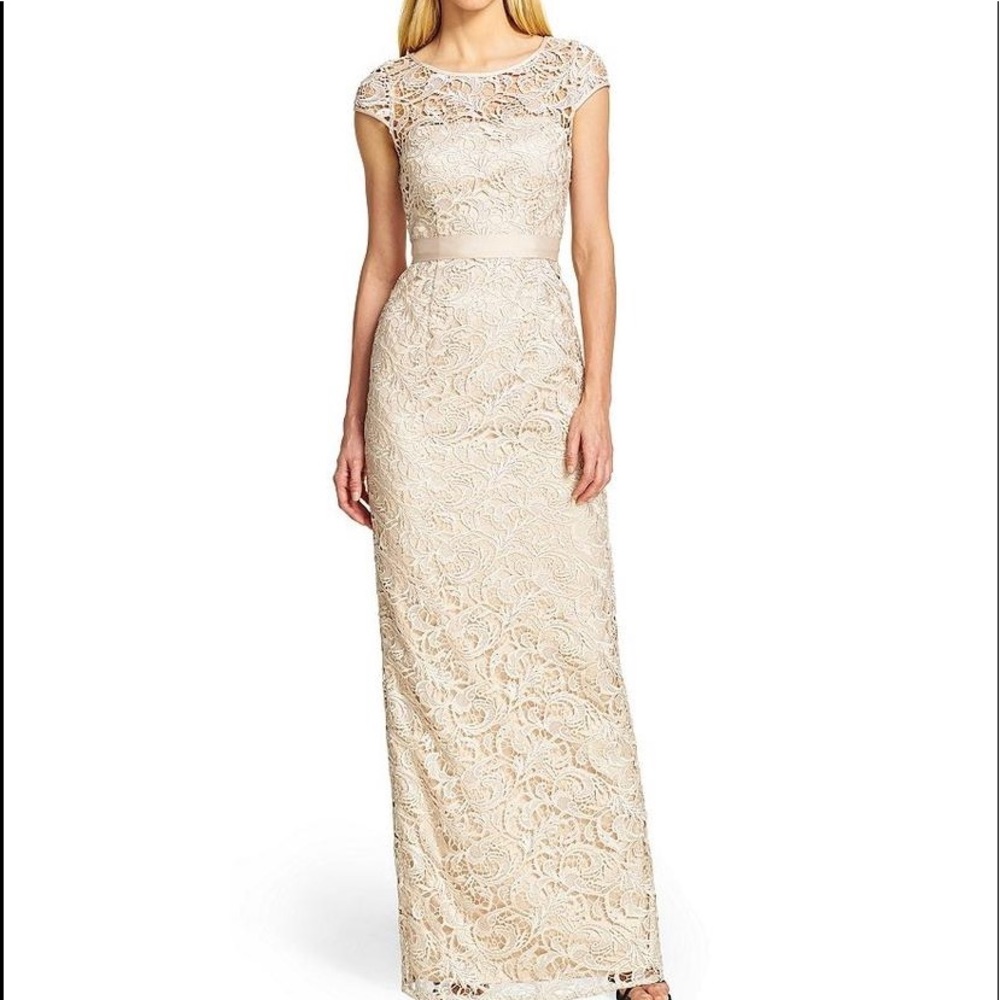 Adrianna Papell Cream Lace Gown